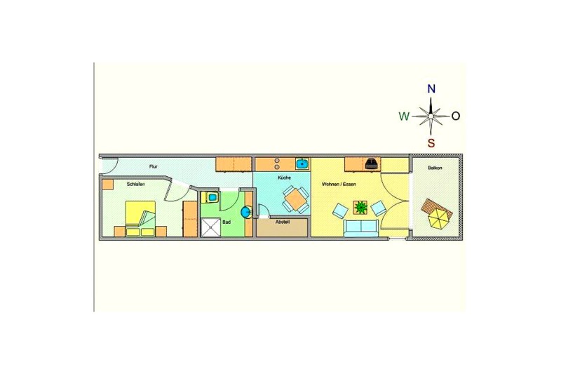 Grundriß der exklusiven Ferienwohnung 1.07 im Haus Meeresblick in Kühlungsborn in grandioser Lage direkt an der Ostsee: MeeresBlick | Urlaubstraum an der Ostsee